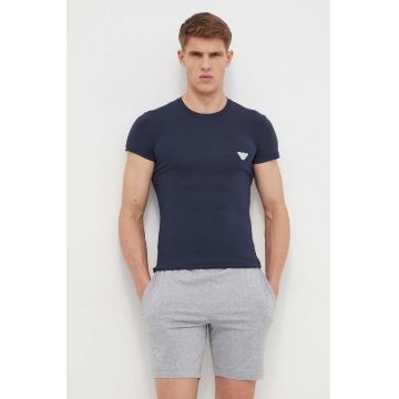 Emporio Armani Underwear tricou lounge culoarea albastru marin, cu imprimeu