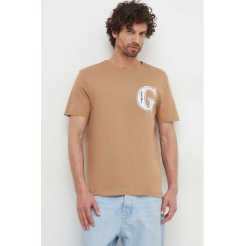 Gant tricou din bumbac barbati, culoarea maro, cu imprimeu