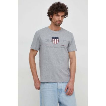 Gant tricou din bumbac culoarea gri, cu imprimeu