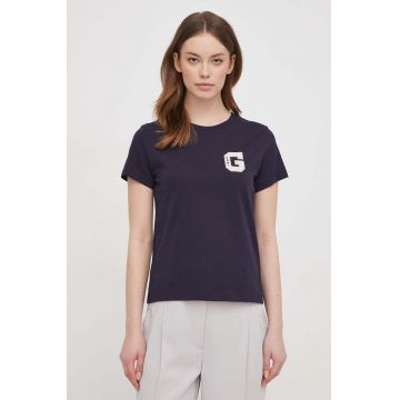 Gant tricou din bumbac femei, culoarea albastru marin