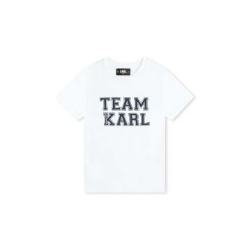 Karl Lagerfeld tricou de bumbac pentru copii culoarea alb, cu imprimeu