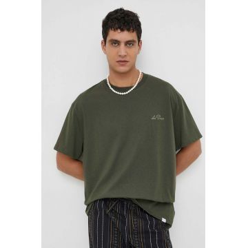 Les Deux tricou barbati, culoarea verde, neted