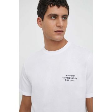 Les Deux tricou din bumbac barbati, culoarea alb, cu imprimeu