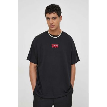 Levi's tricou din bumbac barbati, culoarea negru, cu imprimeu