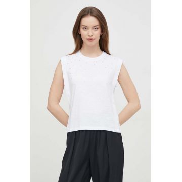 Pepe Jeans top din bumbac culoarea alb