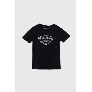 Pepe Jeans tricou de bumbac pentru copii REGEN culoarea albastru marin, cu imprimeu