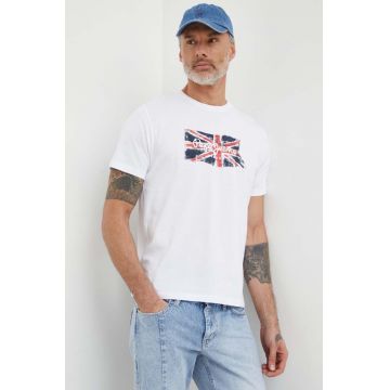 Pepe Jeans tricou din bumbac Clag barbati, culoarea alb, cu imprimeu, PM509384