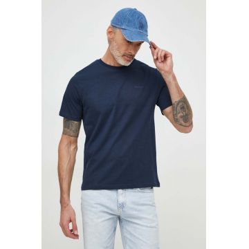 Pepe Jeans tricou din bumbac Connor barbati, culoarea albastru marin, neted