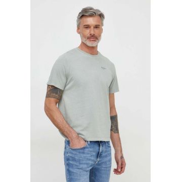 Pepe Jeans tricou din bumbac Jacko barbati, culoarea verde, neted