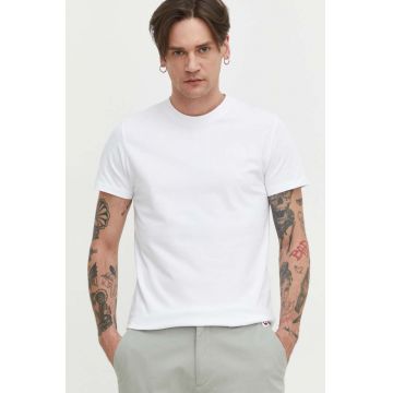 Superdry tricou din bumbac barbati, culoarea alb, neted