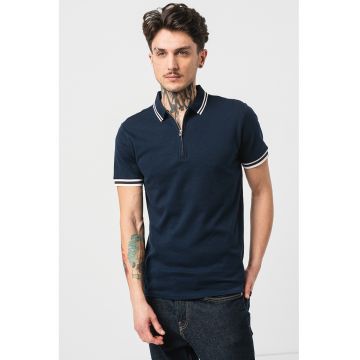 Tricou polo slim fit cu fermoar Toulouse