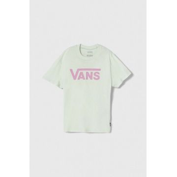 Vans tricou de bumbac pentru copii GR FLYING V CREW GIRLS culoarea verde