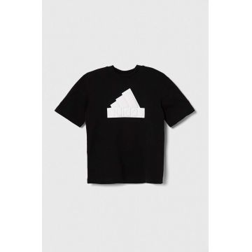 adidas tricou de bumbac pentru copii culoarea negru, cu imprimeu