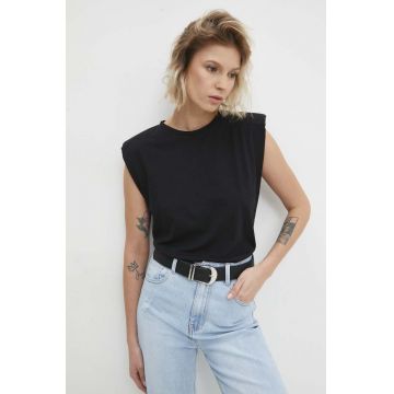 Answear Lab top din bumbac culoarea negru