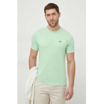 Barbour tricou din bumbac culoarea verde, neted