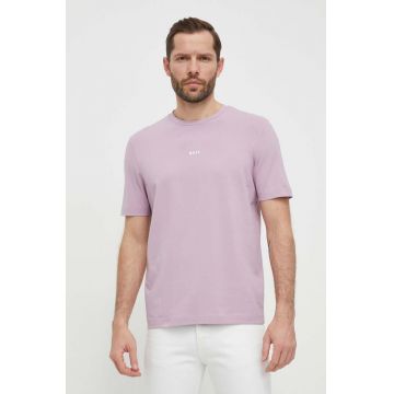 BOSS tricou BOSS ORANGE barbati, culoarea violet, neted, 50473278