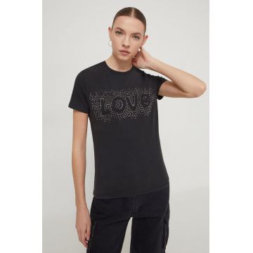 Desigual tricou femei, culoarea negru