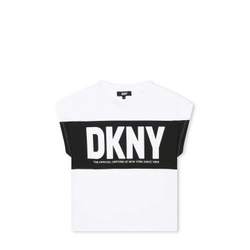 Dkny tricou de bumbac pentru copii culoarea alb