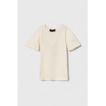 Emporio Armani tricou de bumbac pentru copii culoarea bej