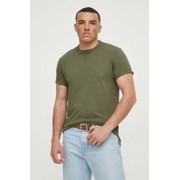 G-Star Raw tricou din bumbac barbati, culoarea verde, neted