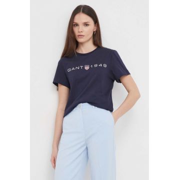 Gant tricou din bumbac femei, culoarea albastru marin