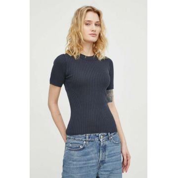 Herskind tricou din amestec de mătase culoarea albastru marin