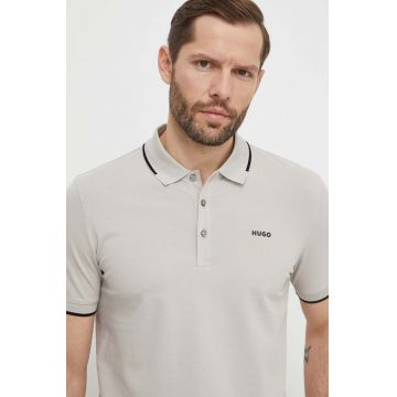 HUGO tricou polo bărbați, culoarea gri, uni 50467344