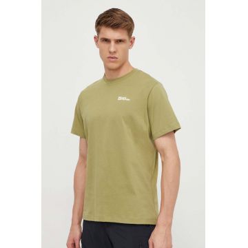 Jack Wolfskin tricou din bumbac Essential culoarea verde, neted, 1808382