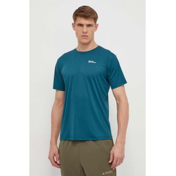 Jack Wolfskin tricou sport Tech culoarea verde, neted