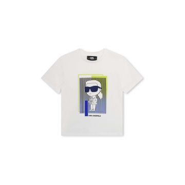 Karl Lagerfeld tricou de bumbac pentru copii culoarea alb, cu imprimeu