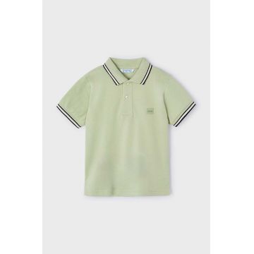 Mayoral tricou polo copii culoarea verde, neted