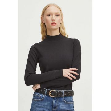 Medicine longsleeve femei, culoarea negru, cu turtleneck