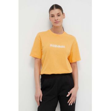 Napapijri tricou din bumbac femei, culoarea galben