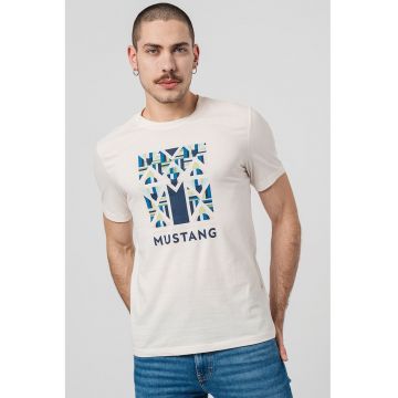 Tricou cu imprimeu logo si decolteu la baza gatului Austin