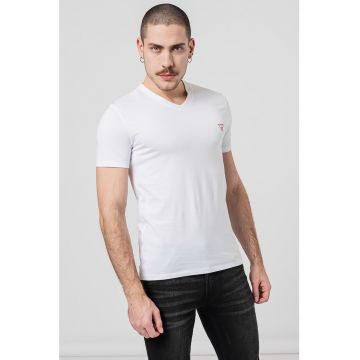 Tricou slim fit cu decolteu in V