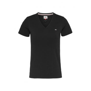 Tricou slim fit cu decolteu in V