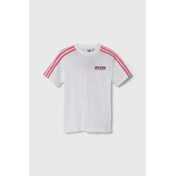 adidas Originals tricou de bumbac pentru copii culoarea alb, cu imprimeu