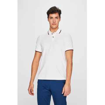 Armani Exchange Polo de bumbac culoarea alb, material neted