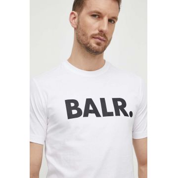 BALR. tricou din bumbac barbati, culoarea alb, cu imprimeu