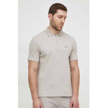 BALR. tricou polo barbati, culoarea bej, cu imprimeu