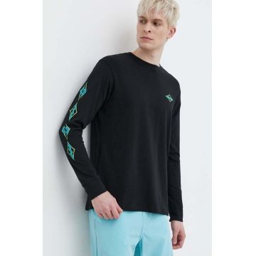 Billabong longsleeve din bumbac culoarea negru, cu imprimeu