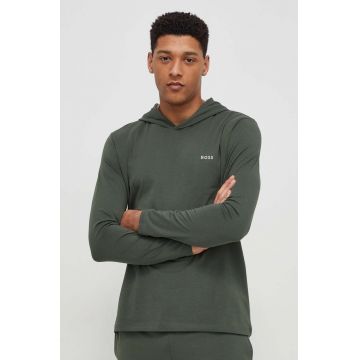 BOSS longsleeve lounge culoarea verde, uni 50515306