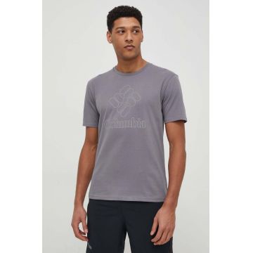 Columbia tricou sport Pacific Crossing II culoarea alb, cu imprimeu 2036472