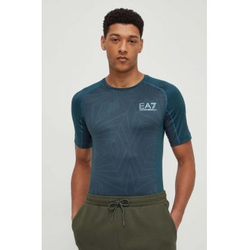 EA7 Emporio Armani tricou barbati, culoarea verde, cu imprimeu