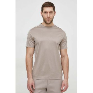 Emporio Armani tricou barbati, culoarea bej, neted