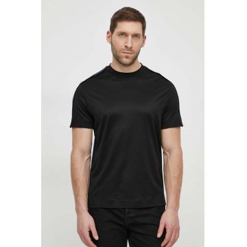 Emporio Armani tricou barbati, culoarea negru, neted