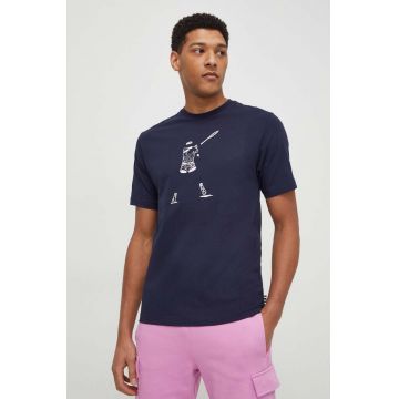 Fila tricou din bumbac barbati, culoarea albastru marin, cu imprimeu