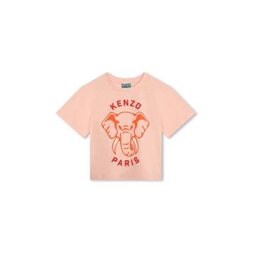 Kenzo Kids tricou de bumbac pentru copii culoarea roz