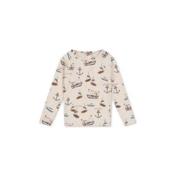 Konges Sløjd longsleeve de baie pentru copii culoarea bej