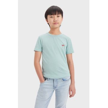 Levi's tricou de bumbac pentru copii culoarea turcoaz, neted